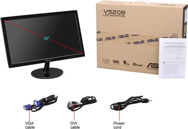 Alt view image 7 of 7 - ASUS 20" HD+ LED Backlight Widescreen LCD Monitor 5 ms D-Sub, DVI-D VS208N-P