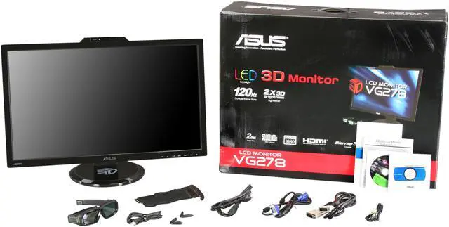 Alt view image 12 of 12 - ASUS VG Series VG278H Black 27" 2ms HDMI Swivel & Height Adjustable Widescreen LED Backlight LCD 3D 120Hz Monitor 300 cd/m2 ASCR 50,000,000:1 w/ 3D glasses and speakers