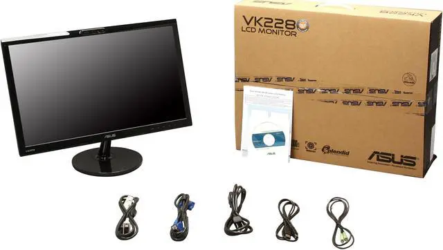 Alt view image 7 of 7 - ASUS VK228H-CSM Black 21.5" 5ms HDMI Widescreen LED Monitor 250 cd/m2 ASCR 80,000,000:1 Built-in Speakers Built in Webcam