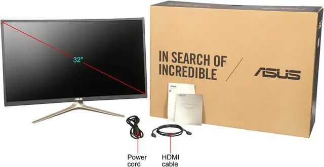 Alt view image 8 of 8 - ASUS VA327H 32" (Actual size 31.5") Full HD 1920 x 1080 2 x HDMI, VGA Asus Eye Care Flicker-Free Low Blue Light Built-in Speakers LED Backlit Curved Monitor