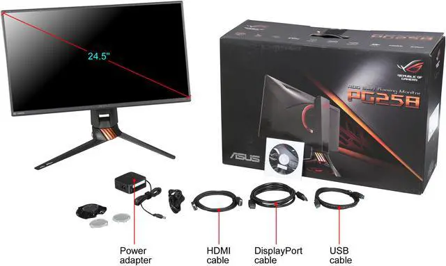 Alt view image 12 of 12 - ASUS ROG Swift PG258Q 25" (Actual size 24.5") 1ms (GTG) 240 Hz NVIDIA G-Sync Frameless Gaming Monitor, 400 cd/m2 1000:1, VESA Mountable, Height, Tilt, Swivel and Pivot Adjustable, HDMI, USB 3.0