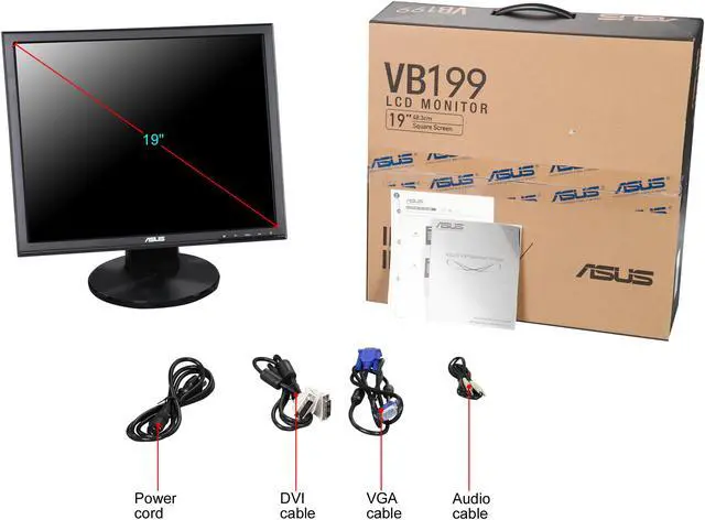 Alt view image 8 of 8 - Asus VB199T-P Black 19" 1280 x 1024 5ms IPS Panel LED Backlit LCD Monitor 250 cd/m2 DC 50,000,000:1 Built-in Speakers
