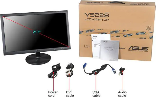 Alt view image 7 of 7 - ASUS VS228T-P 22" (Actual size 21.5") Full HD 1920 x 1080 5ms VGA DVI Built-in Speakers LED Backlit LCD Monitor