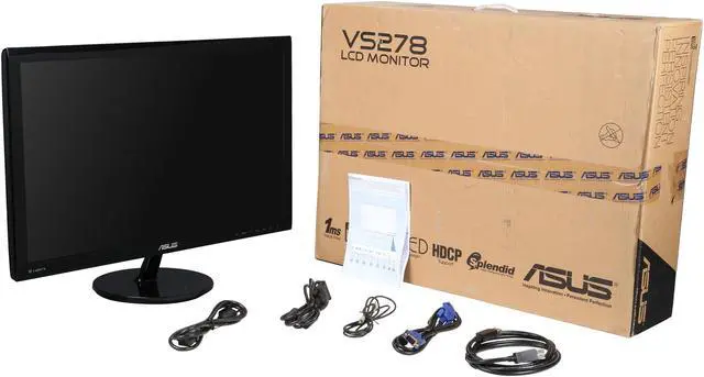 Alt view image 7 of 7 - ASUS VS278Q-P Black 27" 1ms (GTG) HDMI Widescreen LED Backlight LCD Monitor 300 cd/m2 80,000,000:1 Built-in Speakers
