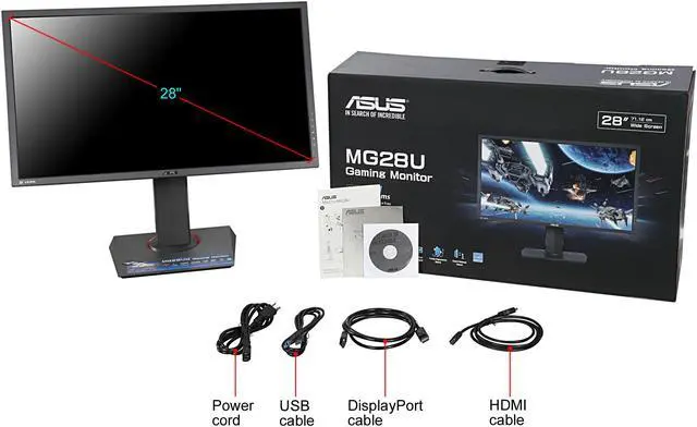 Alt view image 12 of 12 - ASUS MG28UQ Black 28" 1ms (GTG) 3840 x 2160 4K UHD Adaptive-Sync (FreeSync) Gaming Monitor, w/ Asus Exclusive GamePlus and Flicker Free Technology, Pivot & Height Adjustment, Built-in Speakers