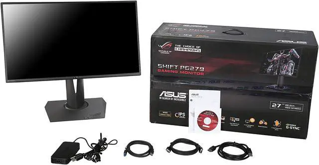 Alt view image 10 of 10 - ASUS ROG PG279Q Black 27" WQHD IPS 2560X1440, NVIDIA G-Sync Gaming Monitor, 165 Hz refresh Rate, Slim Bezel Design with HDMI USB Ergonomic EyeCare Technology