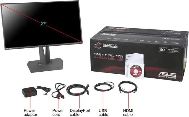 Alt view image 12 of 11 - Asus ROG PG27AQ 27" 4K/UHD 3840x2160 IPS NVIDIA G-Sync 4ms Non-Glare Gaming Monitor with GamingPlus and Gaming Visual Technology