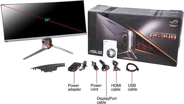 Alt view image 10 of 10 - Asus ROG Swift PG348Q 34" Ultra-Wide 3440 x 1440 2K Resolution Overclockable 100Hz HDMI DisplayPort G-SYNC Backlit LED IPS LCD Curved Gaming Monitor
