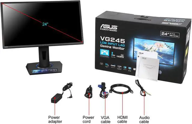 Alt view image 13 of 12 - ASUS VG245H 24" 1920 x 1080 1ms (GTG) Asus Eye Care with Ultra Low-Blue Light & Flicker-Free Console Gaming Monitor AMD FreeSync Built-in Speakers VESA Mountable Height & Pivot Adjustment