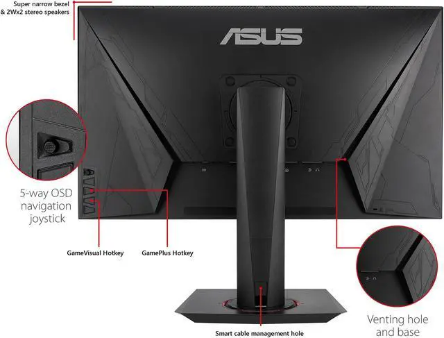Alt view image 4 of 5 - ASUS 27" Full HD 144Hz 1ms Gaming Monitor AMD Free Sync G-Sync Compatible DisplayPort HDMI DVI Asus Eye Care with Ultra Low-Blue Light & Flicker-Free Built-in Speakers LED Backlit VG278Q