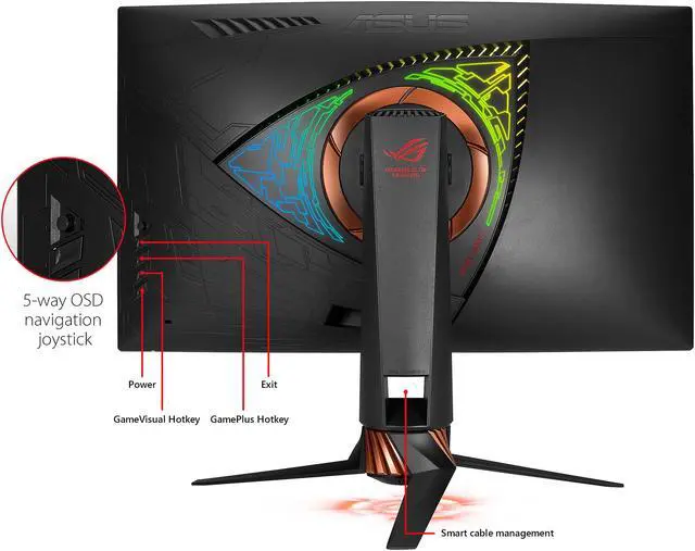 Alt view image 3 of 5 - ASUS ROG Swift PG27VQ 27" WQHD 2560 x 1440 1ms 165Hz HDMI, DisplayPort G-SYNC Aura Sync Curved Gaming Monitor with Eye Care