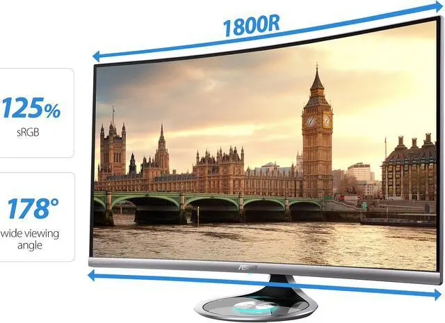 Alt view image 5 of 13 - ASUS Designo 32" (31.5" Viewable) 1440P Curved Monitor (MX32VQ) - QHD (2560 x 1440), 75Hz, Adaptive-Sync, Eye Care, DisplayPort, HDMI