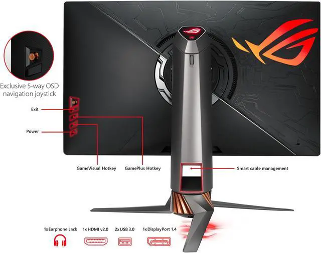 Alt view image 6 of 7 - ASUS ROG Swift PG27UQ 27" 4K UHD 144Hz DP HDMI G-SYNC HDR Aura Sync Gaming Monitor with Eye Care