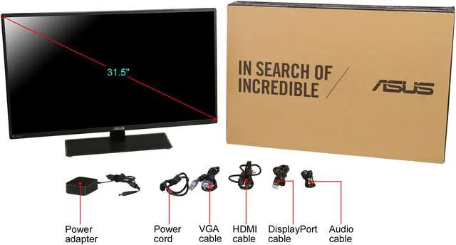 Alt view image 8 of 8 - ASUS VA32AQ 32" (Actual size 31.5") 2560x1440 WQHD 2K Resolution HDMI VGA DisplayPort Built-in Speakers Asus Eye Care SPLENDID Video Modes Flicker Free Blue Light Filter Backlit LED IPS Monitor