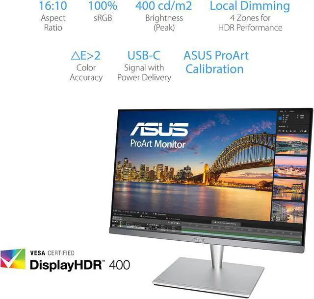 Alt view image 2 of 5 - ASUS PA24AC 24.1" (16:10) WUXGA 1920 x 1200 HDR 100% sRGB DP HDMI USB-C ProArt Monitor with Eye Care
