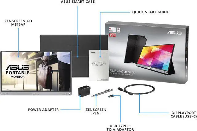 Alt view image 5 of 5 - ASUS ZenScreen GO MB16AP Portable USB Monitor - 15.6-inch, Full HD, Built-in Battery, Hybrid Signal Solution, USB Type-C, Flicker Free, Blue Light Filter