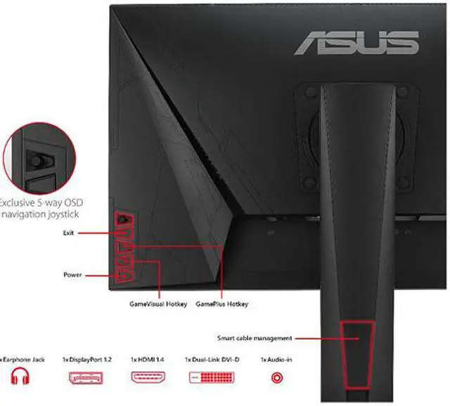 Alt view image 6 of 6 - ASUS VG258Q 24.5" Full HD 1080p 144Hz 1ms Eye Care G-SYNC Compatible FreeSync Gaming Monitor with DP HDMI DVI