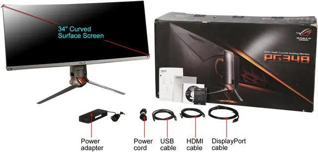 Alt view image 10 of 10 - Asus ROG Swift PG348Q 34" 3440x1440 QHD Overclockable 100Hz NVIDIA G-SYNC Built-In Speakers Asus Eye Care Backlit LED Curved LCD Ultra-Wide IPS Gaming Monitor
