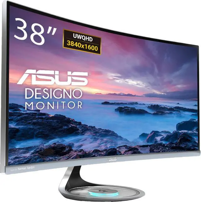 Main image of ASUS Designo Curve MX38VC 37.5" Monitor UWQHD IPS Eye Care with Qi Charging, DP, HDMI, Adaptive-Sync