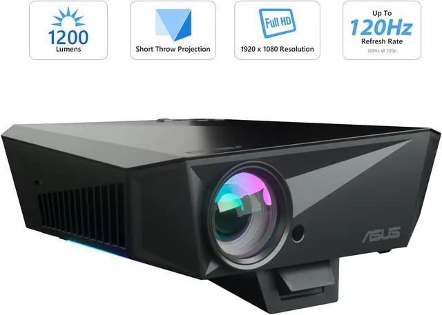 Alt view image 2 of 5 - ASUS F1 LED Projector, FULL HD (1920 x 1080), 1200 Lumens, Short Throw, Horizontal & Vertical Keystone Adjustment , Auto Focus, 2.1 Channel Audio, Audio by Harman Kardon, Wireless Projection, HDMI