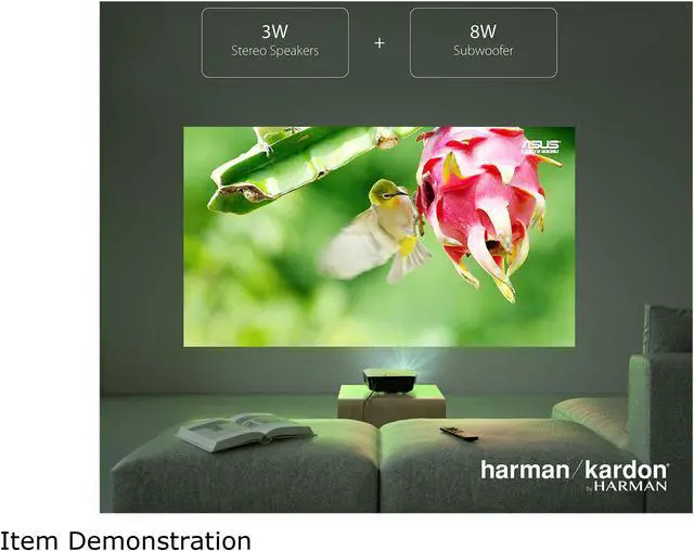 Alt view image 4 of 5 - ASUS F1 LED Projector, FULL HD (1920 x 1080), 1200 Lumens, Short Throw, Horizontal & Vertical Keystone Adjustment , Auto Focus, 2.1 Channel Audio, Audio by Harman Kardon, Wireless Projection, HDMI