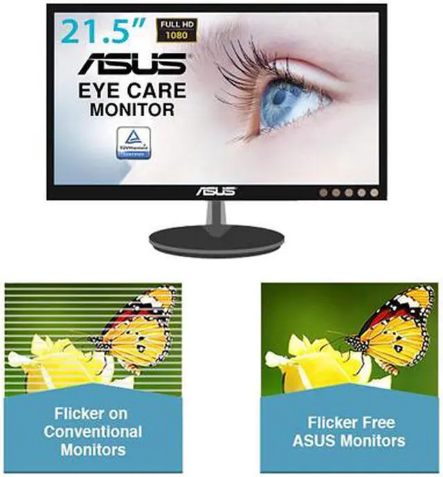 Alt view image 4 of 5 - Asus VZ229HE 22" (Actual size 21.5") Full HD 1920 x 1080 HDMI VGA Blue Light Filter Frameless Bezel Eye Care Monitor