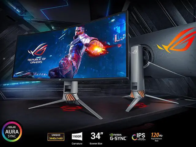 Alt view image 5 of 5 - ASUS ROG Swift PG349Q Ultra-wide Curved Gaming Monitor - 34" 21:9 Ultra-wide QHD (3440 x 1440), Overclockable 120Hz , G-SYNC