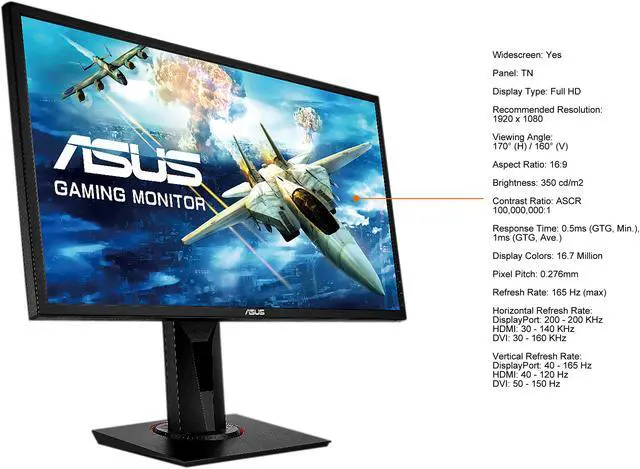Alt view image 4 of 8 - ASUS VG248QG 24" Full HD 1920 x 1080 0.5ms 165Hz(overclockable) Gaming Monitor, G-SYNC Compatible, Adaptive-Sync, ASUS Eye Care with Ultra Low-blue Light & Flicker-Free Technology
