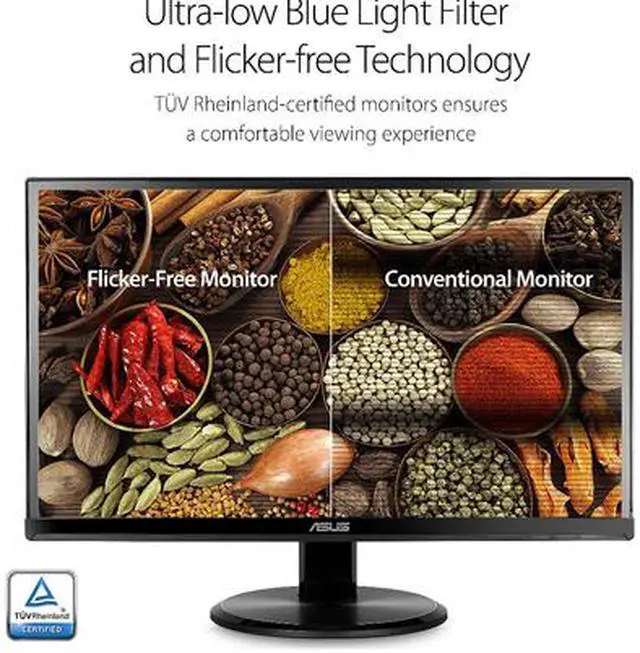 Alt view image 6 of 9 - ASUS VA229HR 22" (Actual size 21.5") Full HD 1920 x 1080 75Hz VGA HDMI Asus Eye Care with Ultra Low-Blue Light & Flicker-Free Technology Built-in Speakers WideScreen LED Backlit IPS Monitor