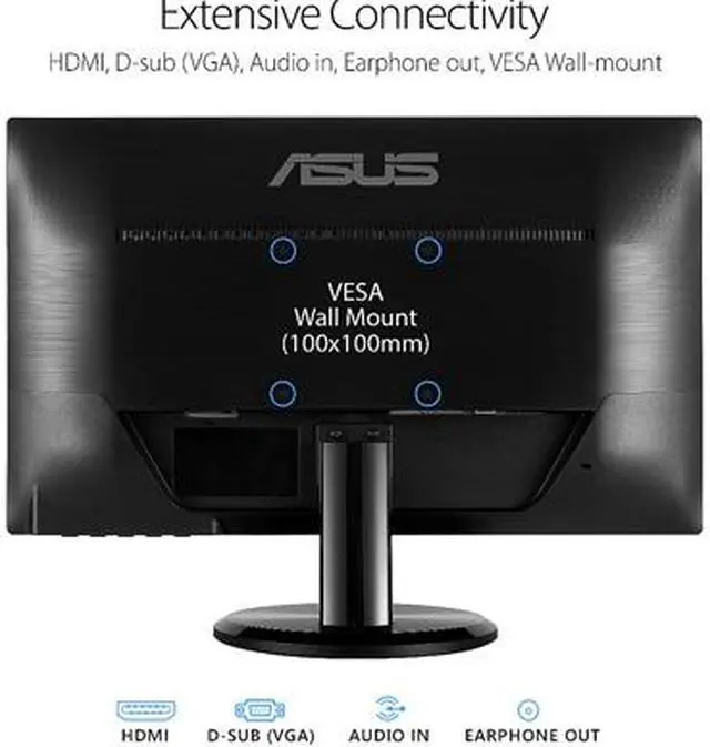 Alt view image 7 of 9 - ASUS VA229HR 22" (Actual size 21.5") Full HD 1920 x 1080 75Hz VGA HDMI Asus Eye Care with Ultra Low-Blue Light & Flicker-Free Technology Built-in Speakers WideScreen LED Backlit IPS Monitor