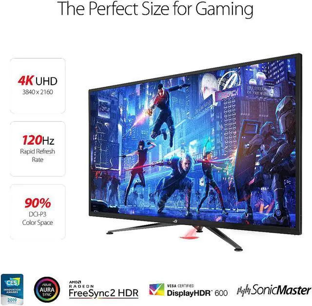 Alt view image 2 of 9 - ASUS ROG Strix XG438Q 43" 3840 x 2160 4K Resolution 120Hz 3xHDMI DisplayPort FreeSync Flicker Free HDR 600 Remote Control Built-in Speakers Backlit LED Gaming Monitor