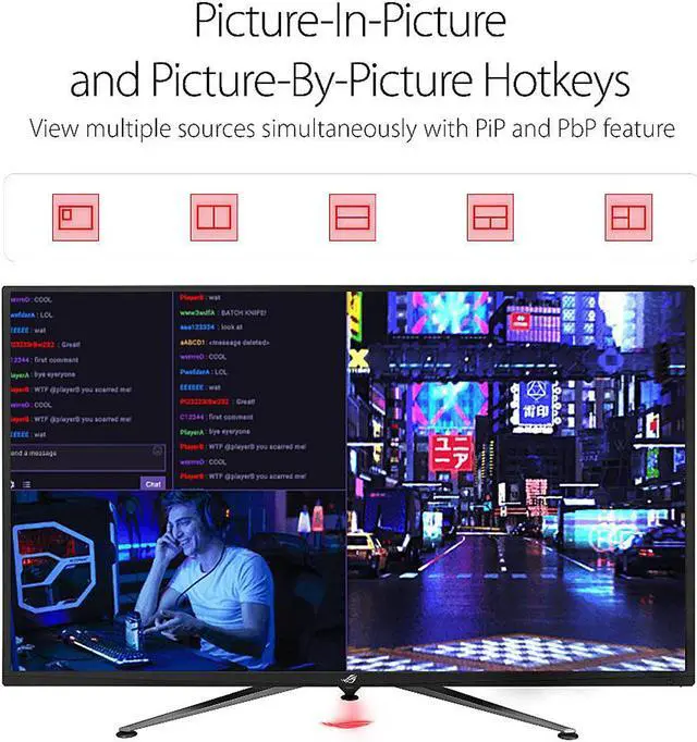 Alt view image 3 of 9 - ASUS ROG Strix XG438Q 43" 3840 x 2160 4K Resolution 120Hz 3xHDMI DisplayPort FreeSync Flicker Free HDR 600 Remote Control Built-in Speakers Backlit LED Gaming Monitor