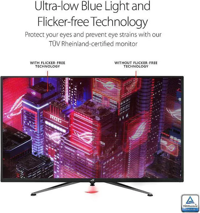 Alt view image 6 of 9 - ASUS ROG Strix XG438Q 43" 3840 x 2160 4K Resolution 120Hz 3xHDMI DisplayPort FreeSync Flicker Free HDR 600 Remote Control Built-in Speakers Backlit LED Gaming Monitor