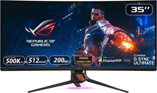 Main image of ASUS ROG Swift PG35VQ 35" 21:9 Ultra-WQHD 3440 x 1440 2K Resolution 200Hz HDMI, DisplayPort NVIDIA G-SYNC HDR-10 Flicker-Free Low Blue Light LED Backlit Curved Gaming Monitor