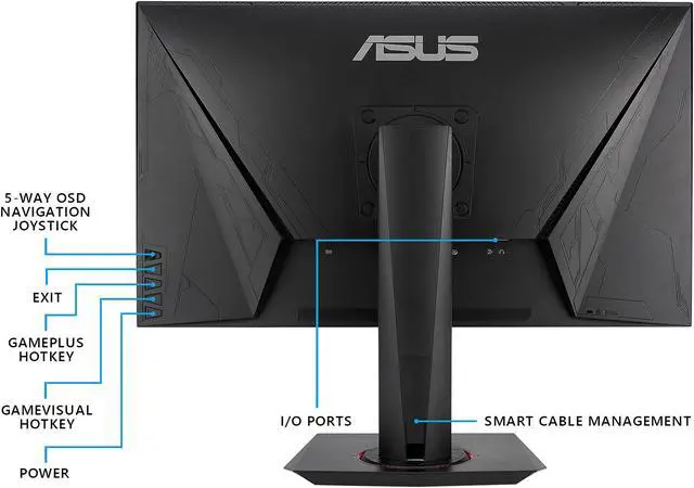 Alt view image 9 of 10 - ASUS VG278QR 27" Full HD 1920 x 1080 165Hz 0.5ms DisplayPort HDMI DVI-D G-SYNC Compatible Asus Eye Care Flicker-Free Technology Low Blue Light Built-in Speakers Backlit LED Gaming Monitor