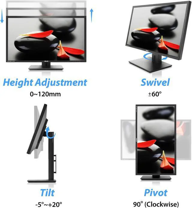 Alt view image 7 of 8 - ASUS 27" 1440P Professional Monitor (PB278QV) - QHD (2560 X 1440) 75Hz, Adaptive-Sync, Eye Care, DisplayPort, HDMI, Dual-Link DVI, VGA, Black