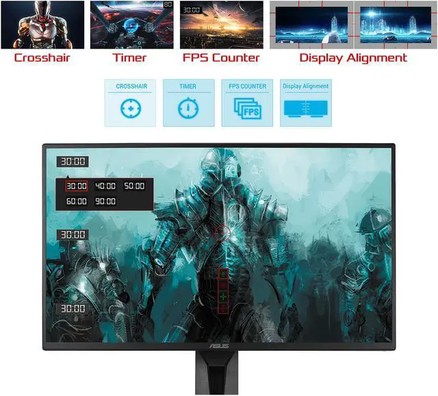 Alt view image 4 of 7 - ASUS VG258QR 25" (Actual size 24.5") Full HD 1920 x 1080 up to 0.5ms (GTG) 165Hz DVI-D HDMI DisplayPort G-SYNC Compatible Asus Eye Care with Ultra Low-Blue Light & Flicker-Free Gaming Monitor