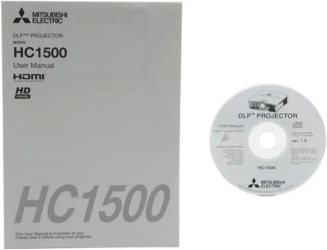 Alt view image 11 of 12 - MITSUBISHI HC1500 1280 x 720 DLP 720p Home Theater Projector 1600 ANSI Lumens 2500:1