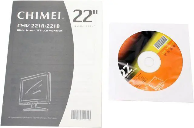 Alt view image 8 of 9 - CHIMEI 22" TFT LCD WSXGA+ LCD Monitor 5 ms D-Sub, DVI-D CMV 221D-NSC