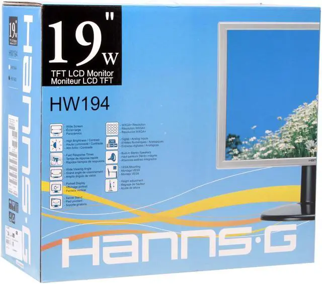 Alt view image 12 of 12 - Hanns-G 19" Active Matrix, TFT LCD WXGA+ LCD Monitor with Height & Pivot Adjustments 5 ms D-Sub, DVI-D HW-194DJB