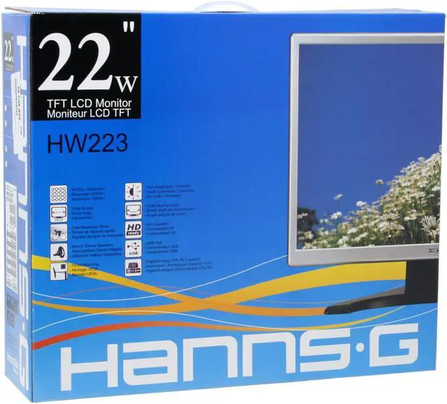 Alt view image 12 of 12 - Hanns·G HW-223DPB Black 22" 5ms DVI Widescreen LCD Monitor 300 cd/m2 1000:1 Built in Speakers