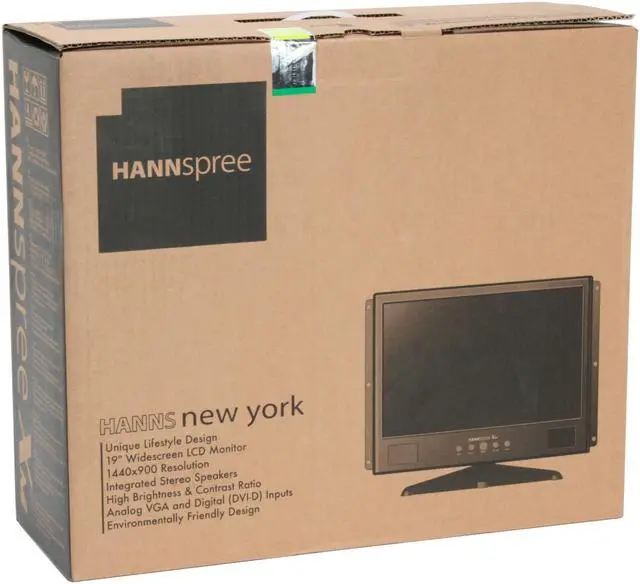 Alt view image 12 of 12 - Hanns·G Newyork Black 19" 5ms DVI Widescreen LCD Monitor  w/ height adjustment 350 cd/m2 700:1 Built in Speakers