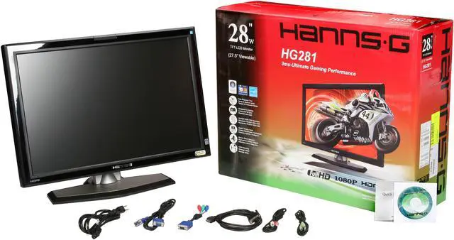 Alt view image 9 of 9 - Hanns·G HG-281DPB Black 28" 3ms  Widescreen LCD HDMI Monitor 500 cd/m2 800:1 Built-in Speakers