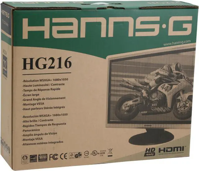 Alt view image 12 of 12 - Hanns-G 21.6" LCD Monitor 5 ms D-Sub, HDMI HG-216DPB