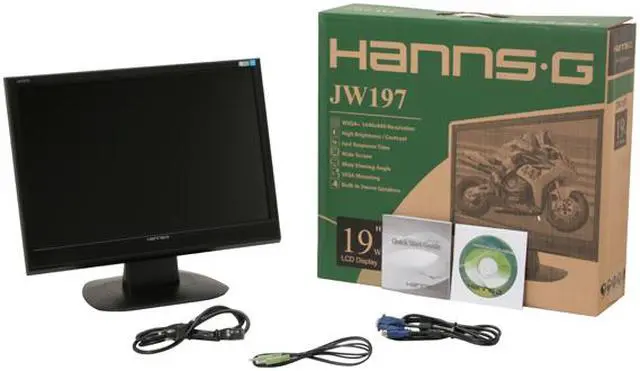 Alt view image 8 of 8 - Hanns·G JW-197DPB Black 19" 5ms Widescreen LCD Monitor 300 cd/m2 700:1(DCR 2400:1) Built in Speakers