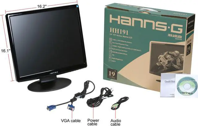 Alt view image 8 of 8 - Hanns·G HH-191DPB Black 19" 5ms LCD Monitor 300 cd/m2 DC 15000:1(1000:1) Built in Speakers w/ HDCP Support