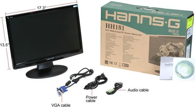 Alt view image 8 of 8 - Hanns-G HH-181APB Black 18.5" 5ms  Widescreen LCD Monitor 250 cd/m2 DC 10000:1(1000:1) Built-in Speakers