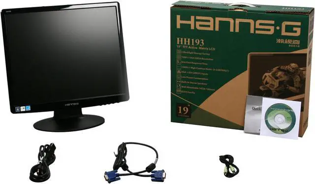 Alt view image 8 of 8 - Hanns-G HH193DPB Black 19" 5ms   LCD Monitor 250 cd/m2 X-Contrast 15,000:1 (1000:1) Built-in Speakers