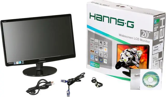 Alt view image 8 of 8 - Hanns·G HZ201HPB Black 20" 5ms HDMI Widescreen LCD Monitor 250 cd/m2 X-Contrast 10000:1(1000:1) Built-in Speakers