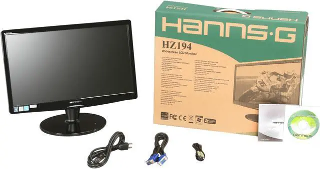 Alt view image 8 of 8 - Hanns·G HZ194APB Black 18.5" 1366 x 768 5ms Tilt Adjustable WideScreen LCD Monitor w/Speakers 250cd/m2 10,000:1
